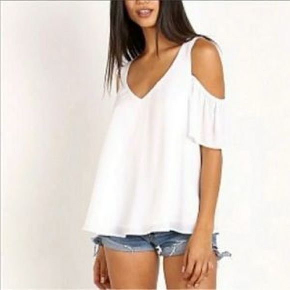 Show Me Your Mumu White Cold Shoulder Top Size M - Picture 1 of 8
